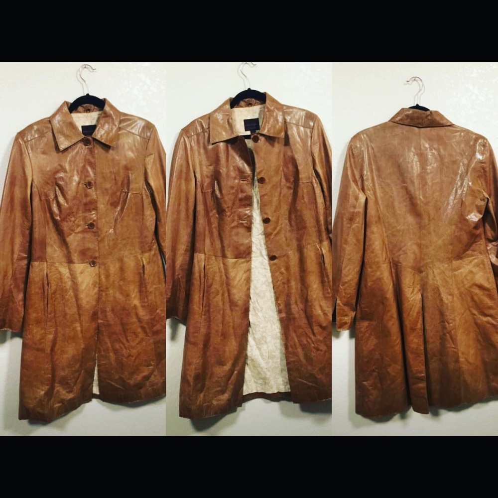 John Carlisle Leather Trench Coat Sz. L